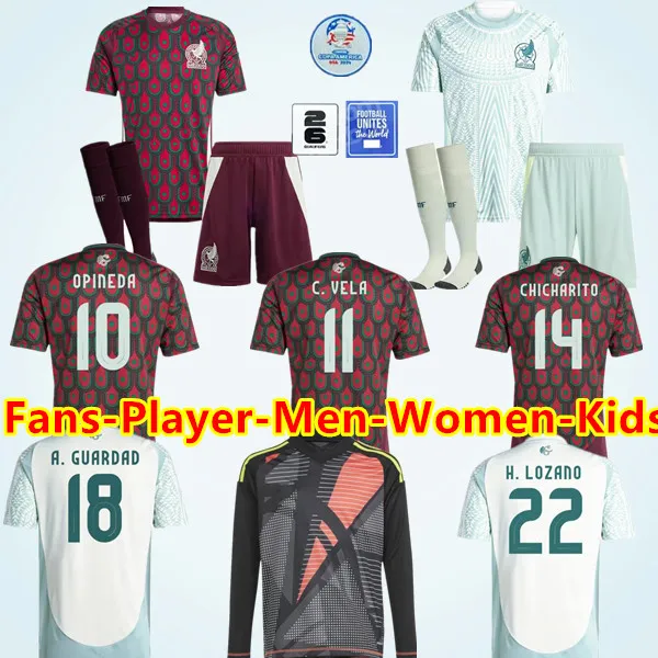 2024 2025 Copa America Mexico Soccer Jerseys 24 25 Raul Chicharito Lozano Dos Santos Football Jersey Мужчины женские детские наборы H.Lozano Рубашки униформы игрок S-4XL