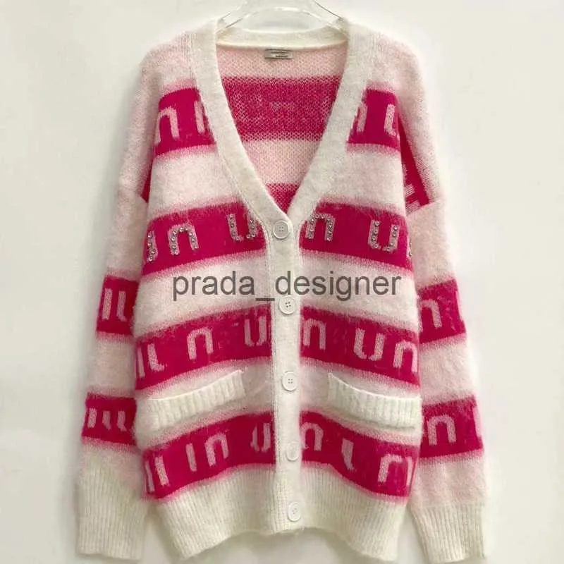 Camisolas femininas Designer 2024 outono/inverno Novo suéter de malha de casaco Mohair Cardigan solto e preguiçoso A-j89938