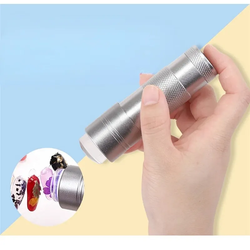 2024 Handheldnagelkunst UV Press Licht UV -Lampe mit Gelee Silicon Stamper Head Nail Art Stempel Politur Schnelles Trockenmaniküre Lampe - für