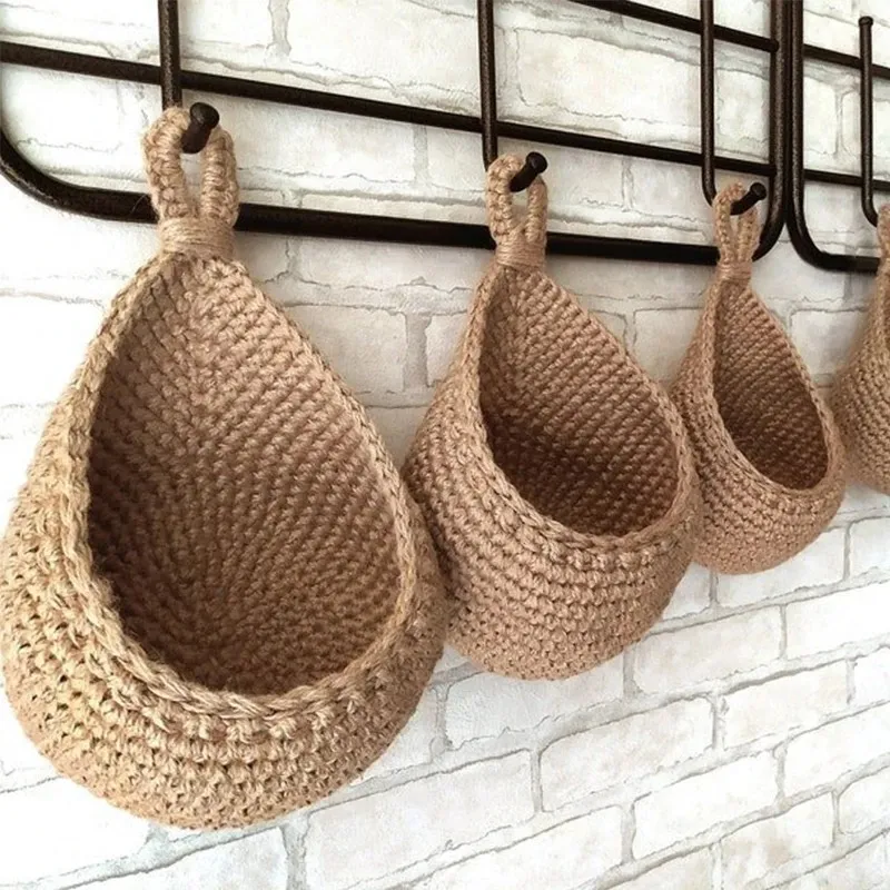 Wall Hanging Vegetable and Fruit Basket Woven Fruit Basket For Kitchen Table Wall Hanging Storage Basket Kitchen Organizer