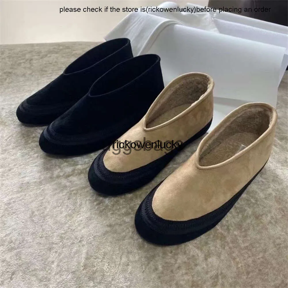 the row shoes New The * Row fur integrated short boots are comfortable soft skin friendly low-key womens silhouette flat bottomed snow for women high quality