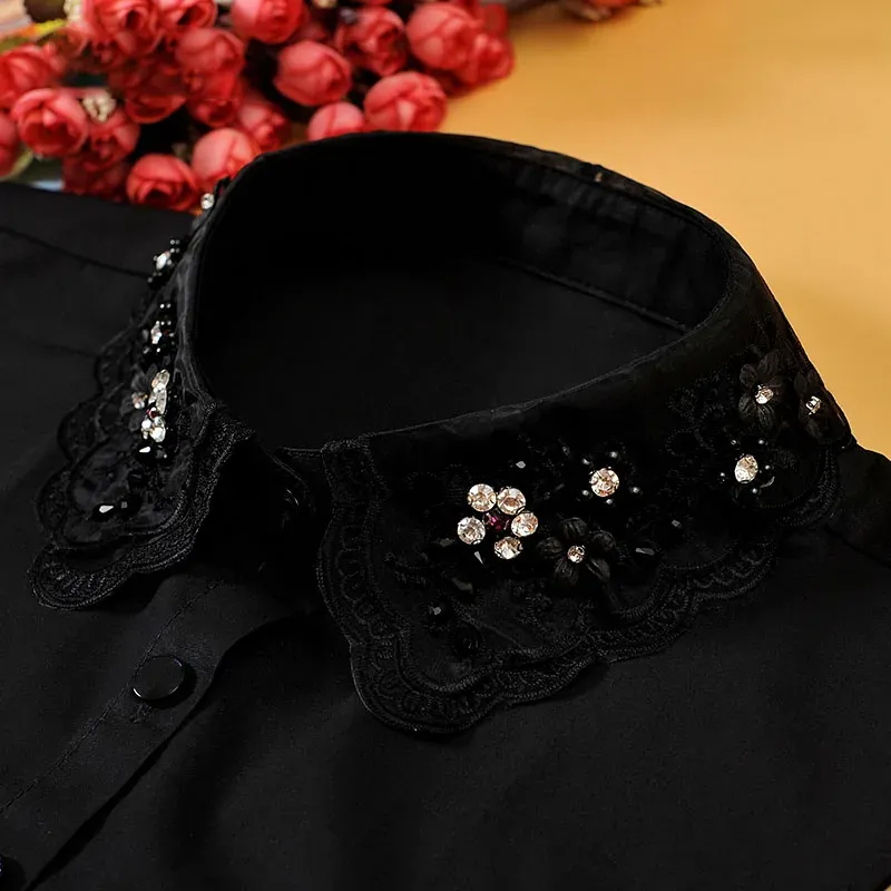 Faux col de chemise coréen Vintage en dentelle, collier de perles pour femmes, faux col décoratif, faux col détachable  200000297