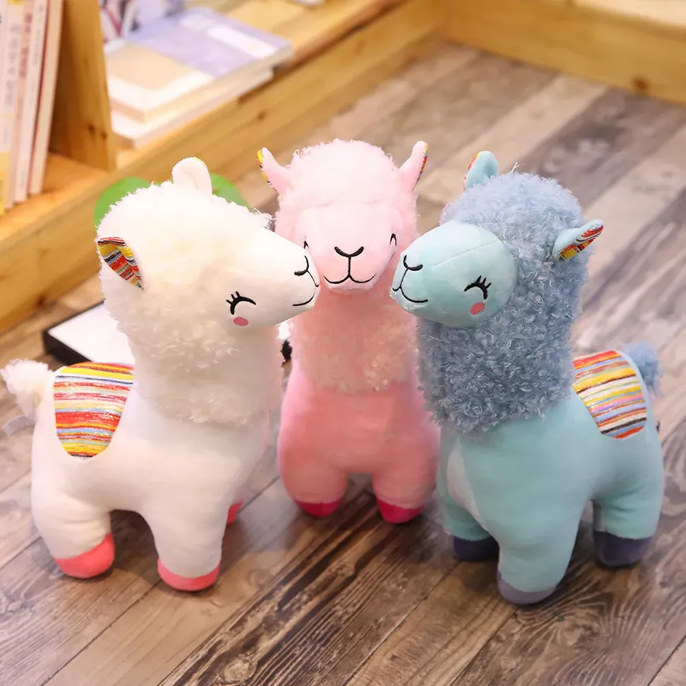 25cm Alpaca Plush Toy Cute Animal Doll Soft Cotton Stuffed Home Decor Kids Boys Girls Birthday Christmas Gift 240325