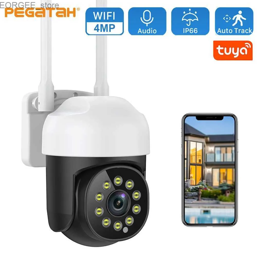 كاميرات أخرى CCTV 2K Tuya Wireless Outdoor Camera 4x Zoom Cameras مع كاميرا IP لصوت WiFi ثنائي الاتجاه لحماية الأمن المنزلي الذكي Y240403