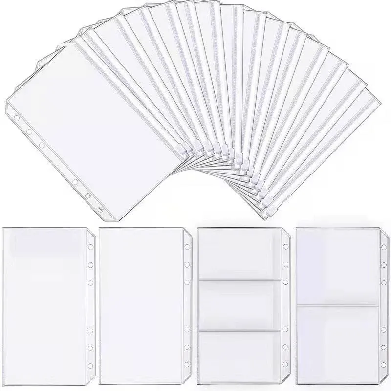 Dossier 10pcs A6 Harte de fichier clair standard Transparent PVC Pouce en feuille de feuille étanche enveloppes Budget à fermeture éclair