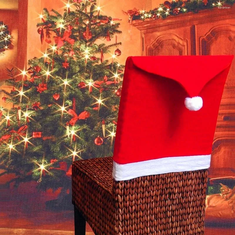 椅子はクリスマスカバーの赤い非織り帽子のテーブル装飾ダイニングパーティー用品