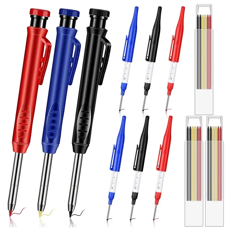 Карандаши 9 шт. 3 Цветный твердый карандаш карандаш 18 заправочные заправки с длинным носовым глубоким отверстием Механическое карандаш.