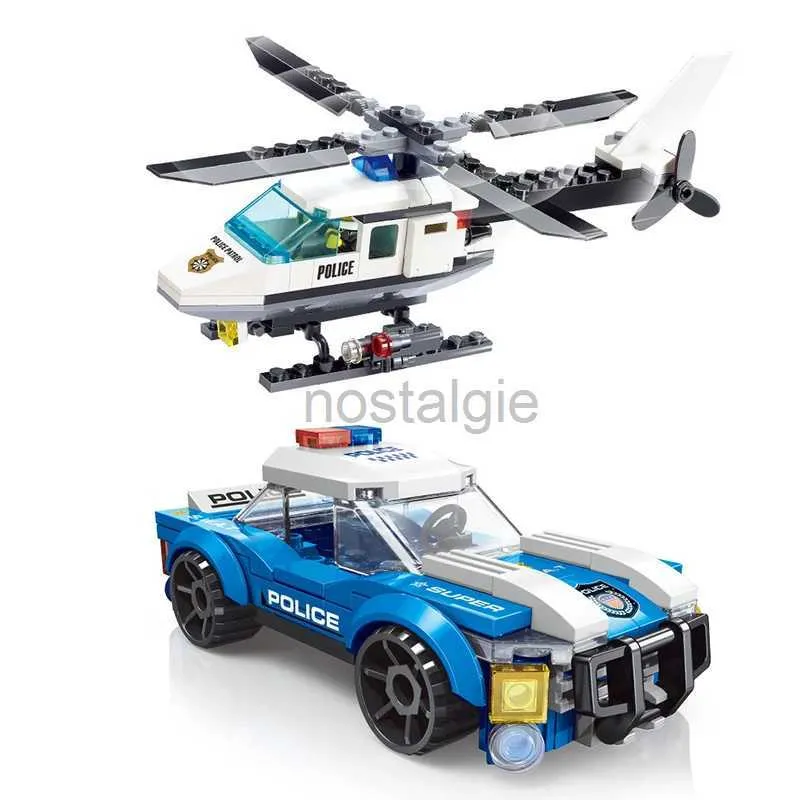 Kök spelar Food City Police Helicopter Car Plane Building Blocks MOC Classic Aircraft Model Assemble Bricks Education Toy for Children Gifts 2443