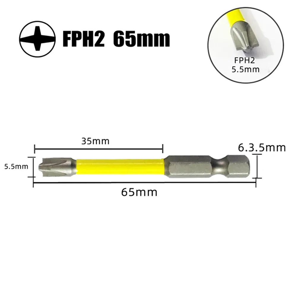 Bit de chave de fenda transversal magnética para eletricista FPH2 65mm 110mm Moldagem