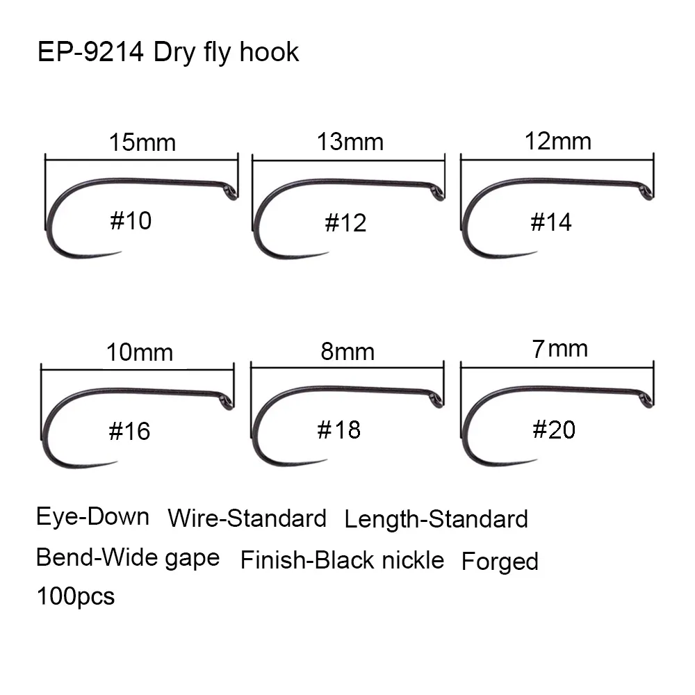 Fishhooks 100 st eupheng plus bästa barblösa fiskekrokar Tävling Fiskekrok Dry Nymph Strimppupa Pupa Larva Jig Fly Hooks