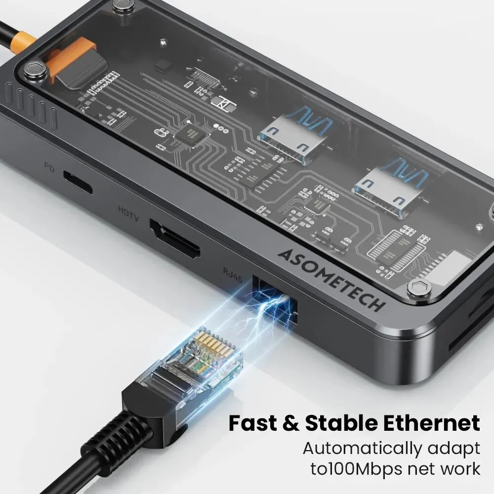 8 In 1 USB C Hub With Type C 3.1, HDMI 4K Thunderbolt 3 Adapter 