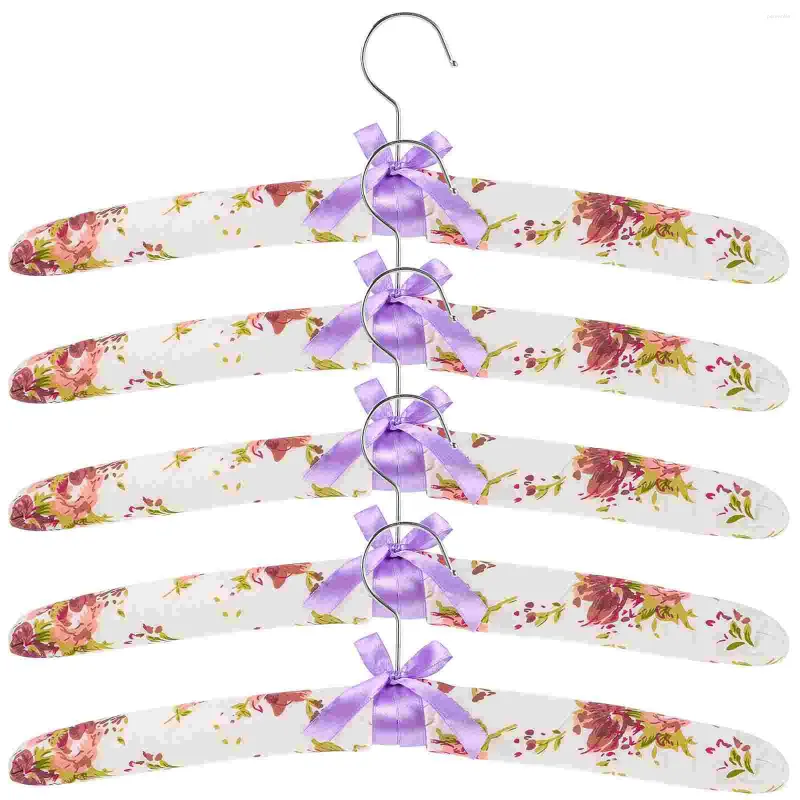 Aufbewahrungstaschen 5 PCs Stoff Floral Kleiderbügel Kleiderbügel Frauen Hosen Schwamm Anti-Skid Weiches Hochzeitskleid