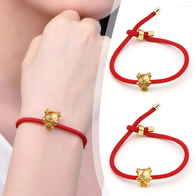 Charm Bracelets 2024 Dragon Year Lucky Red Rope Bracelet Adjustable Gift Woven Jewelry Couple's Chinese I1T5