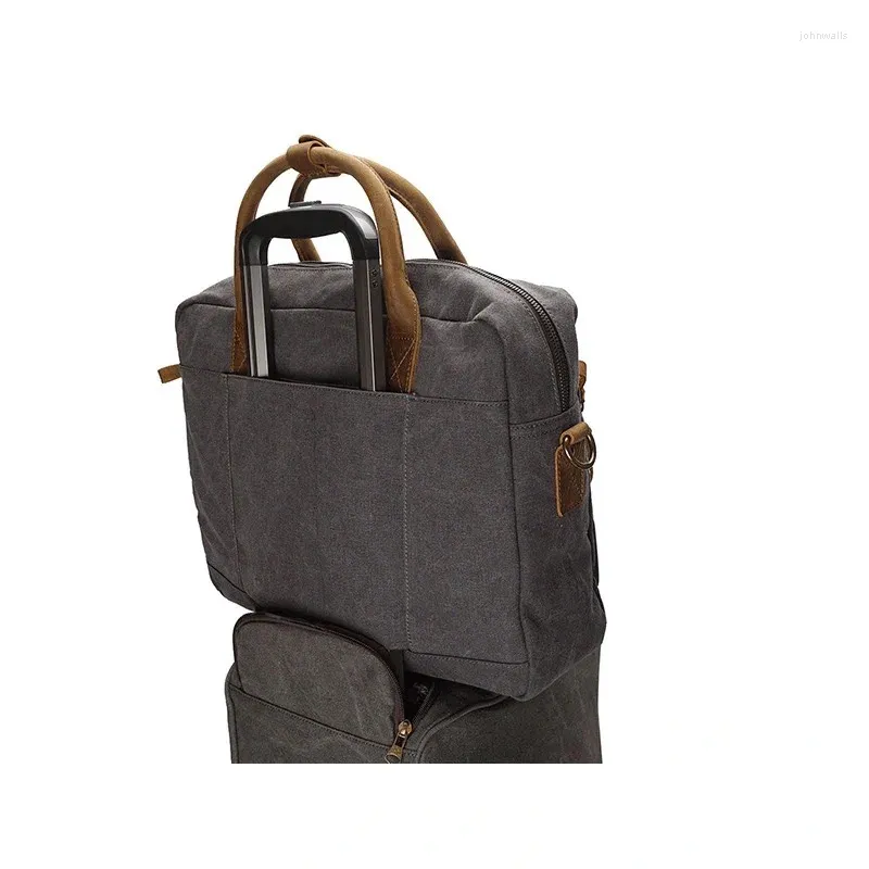 Porte-documents Sac en toile pour hommes Sac à main en peau de cheval fou Sac à main à bandoulière unique Loisirs Business Messenger