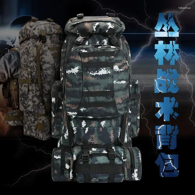 Mochila Outdoor 80L Combinação Removível Esportes Caminhadas Camuflagem Impermeável Montanhismo Bolsa