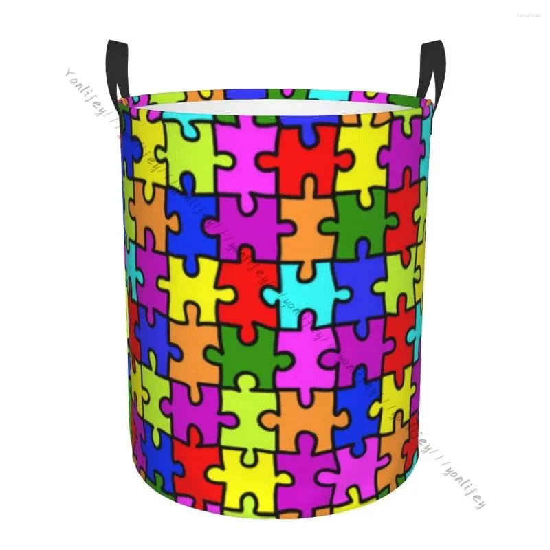 Sacchetti per lavanderia cesta sorseggio di stoccaggio impermeabile pieghevole colorato puzzle puzzle texture vestiti sporchi ostacoli