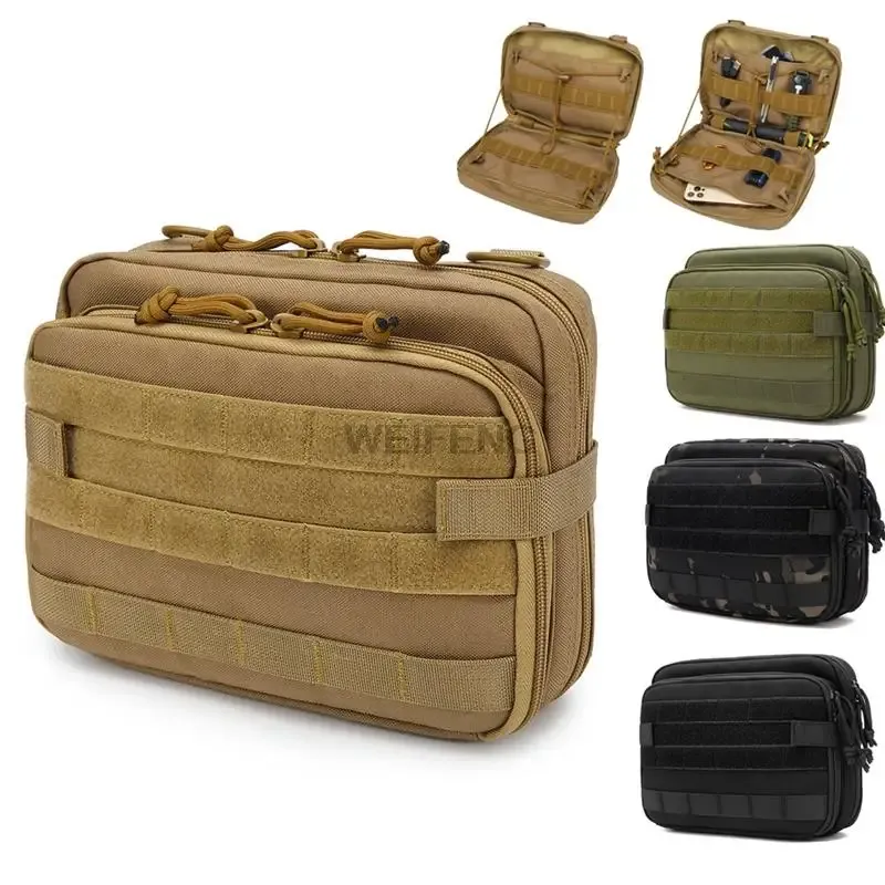 Sacos tático molle edc saco dupla camada bolsa de emergência médica militar ao ar livre pacote cintura compacto utilitário ferramenta acessórios saco