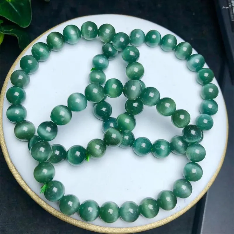 Link Armbanden Natural Green Apatiet Bracelet Crystal Reiki Healing Stone Fashion sieraden Gift cadeau voor vrouwen 1 stks 8/9mm