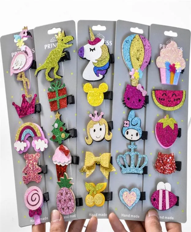 5 PCSLOT Glitter Cartoon Princess Hair Clips Girls Hair Pins Toddler Hair Accessories Handgjorda Gift4880303