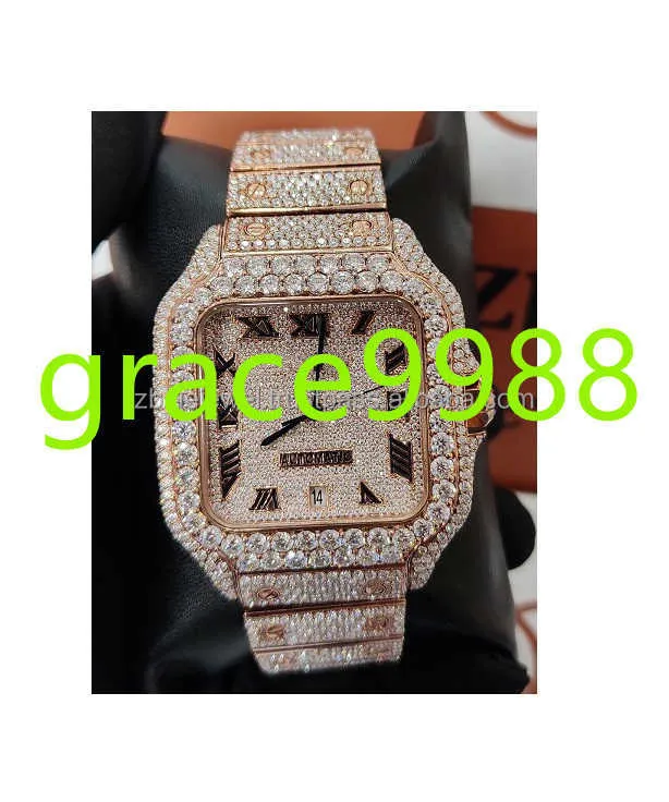 Luxury Fashion Handgjorda VVS Clarity Moissanite Diamond Watch Fullt Iced Out BusSdown Bling Hip Hop Wrist Watch till billigt pris