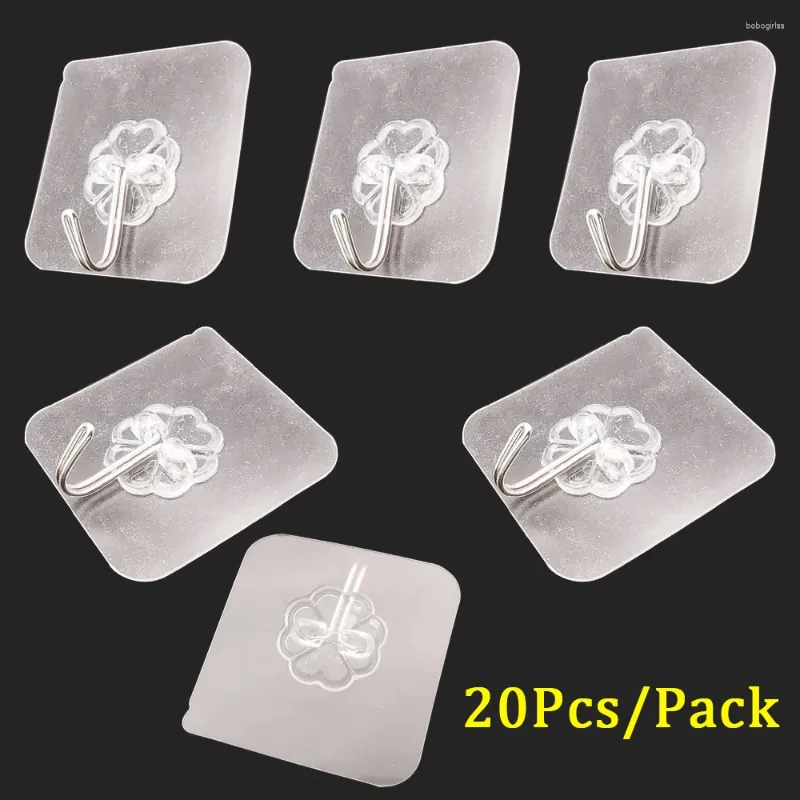 Hooks 20Pcs Transparent Strong Self Adhesive Door Wall Coat Hat Towel Hook Suction Cup Hanger For Bathroom Shower Kitchen Office