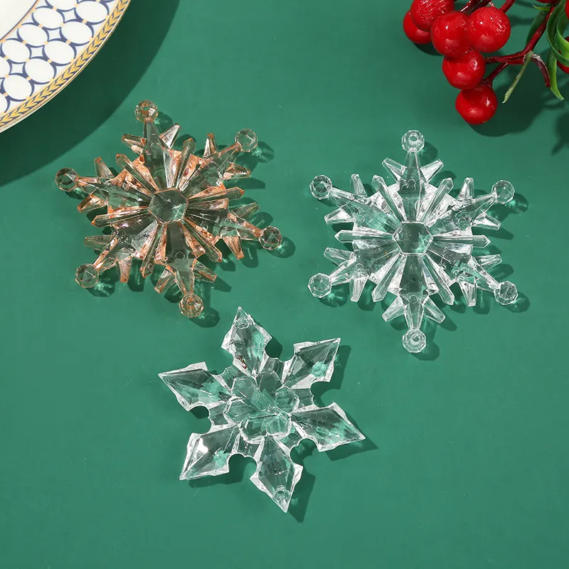 Décorations de noël flocon de neige en cristal, pendentif en acrylique, mini ornements pour arbre de noël, décorations de vacances, vente en gros