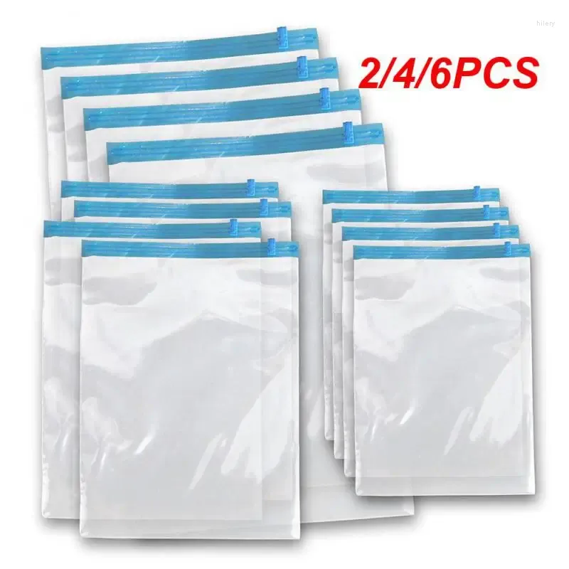 Storage Bags 2/4/6PCS Manually Vacuum Compressed Bag Roll Up Seal Travel Space Saver Clothes Organizer Reusable Packing