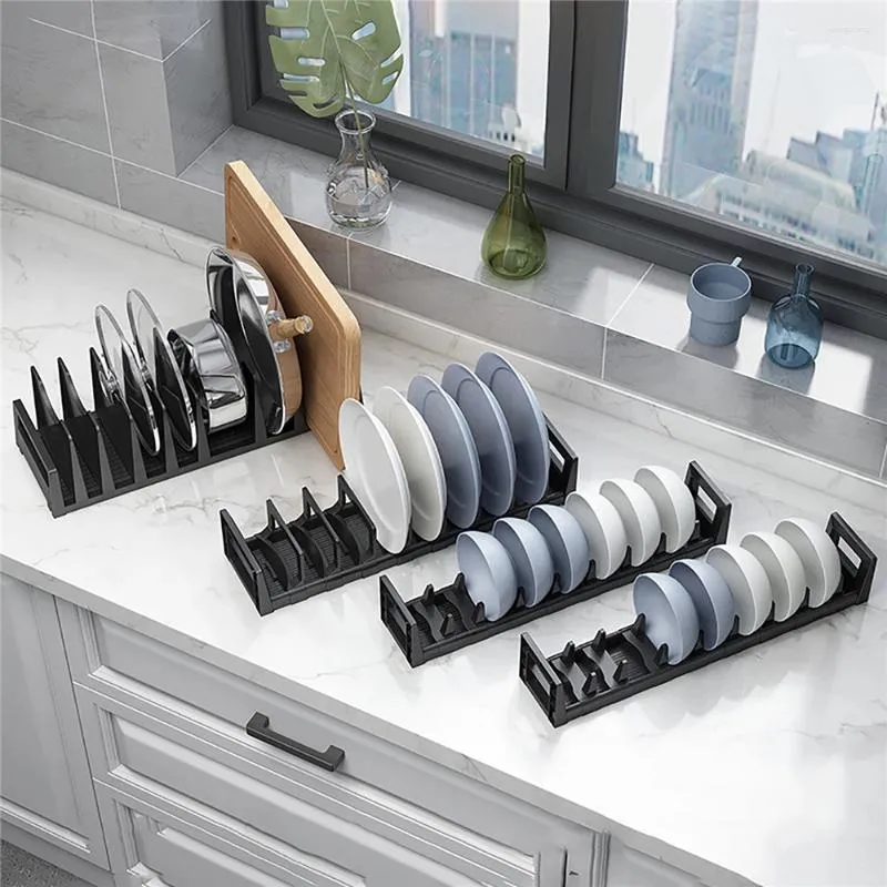 Kitchen Storage Space Aluminum Drain Dish Rack Bowl Holder Adjustable Divider Drawer Plate Drying Cabinet Organizer