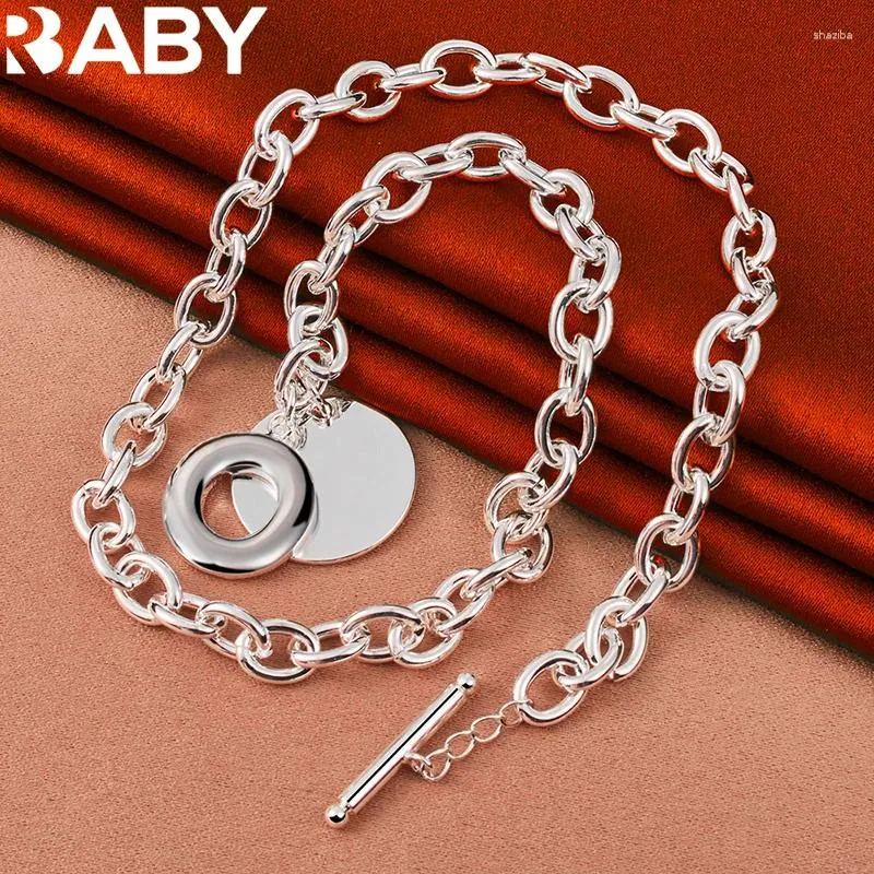 Chains URBABY 925 Sterling Silver Round OT Buckle Chain Necklace For Women Men Charms Wedding Engagement Party Fashion Jewelry Gift