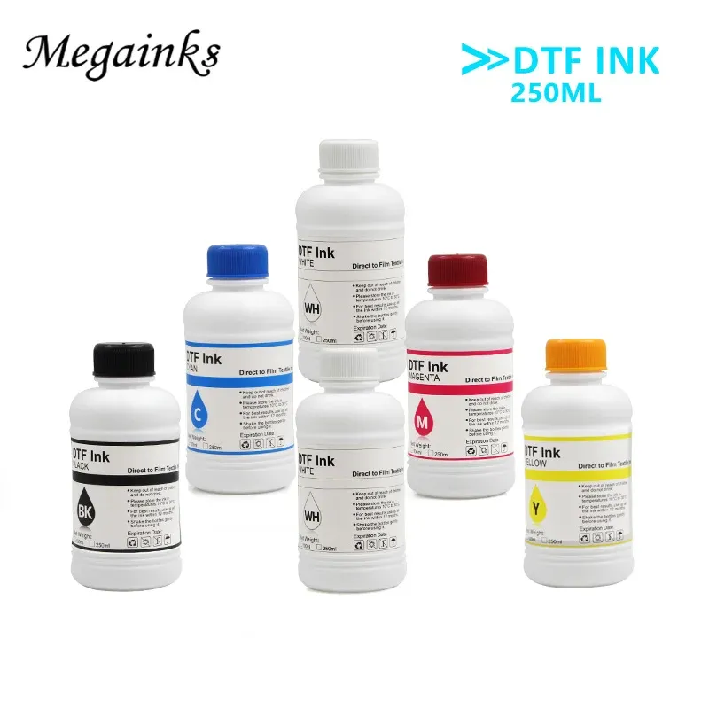 Stencils 6pcs*250ml Dtf Ink Kit for Direct Transfer Film for Pet Film Dtf Ink All Desktop & Large Format Dtf Printer 1bk 1c 1m 1y 2wh
