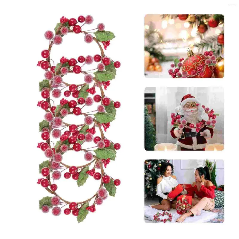 Dekorativa blommor 4 datorer Julbärkransljus för Cake Desktop Adornment Polyester Simulated Mini Garland Candlestick