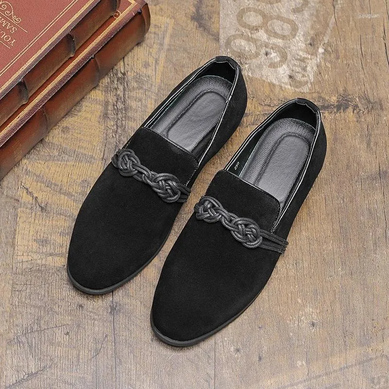 Casual Shoes Pommel Loafers for Men Wedding Suede Business Handmade klänning Storlek 38-48