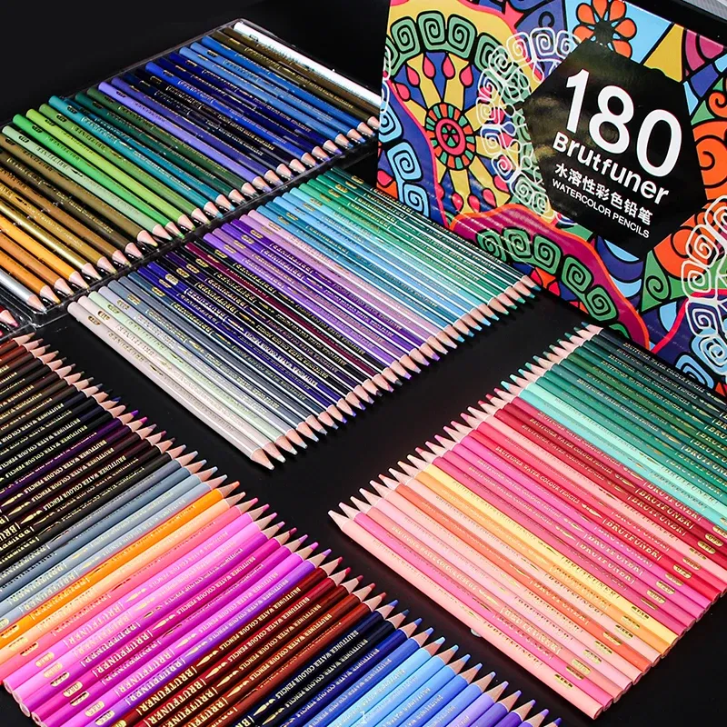 Stencils Brutfuner 48/72/120/150/160/180colors Pencils Professional Oil Wood Soft Watercolor Pencil for School Draw Sketch Art Supplies