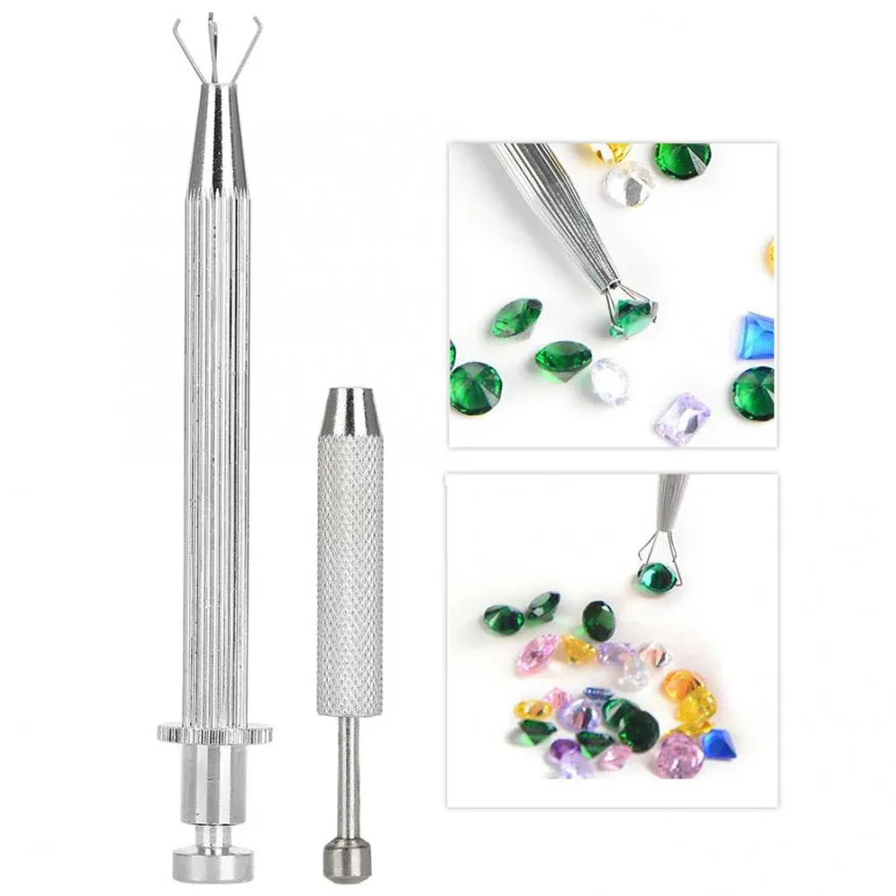 5-Prong Diamond Tweezers For Jewelry Making - Gemstone Pick-Up Tool & Catcher
