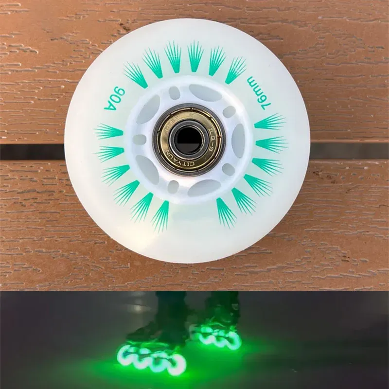 4pcs LED Flash Wheel 80mm 76mm 72mm 70mm 68mm 64mm 60mm 62mm For Inline Skates 90A For Adults Kids Roller Wheels Parts