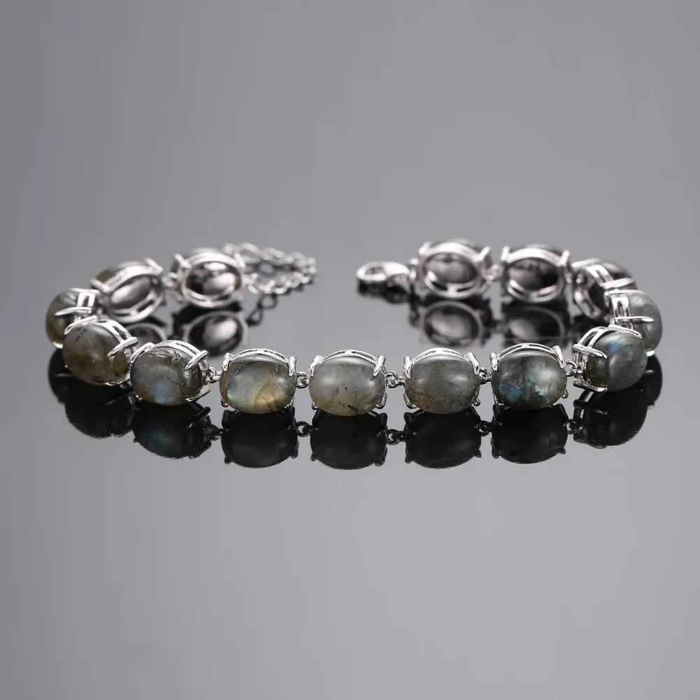 Braccialetti naturale labradorite braccialetto 925 bracciale argento sterling turchese ametista di gemma di bracciale per feste di gioielli