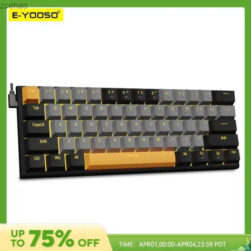 لوحات المفاتيح e-yooso Z11 USB Mechanical Gaming Wired لوحة المفاتيح الأحمر التبديل 61 مفاتيح Gamer Russian Brazilian Portugese for Computer PC Laptopl2404