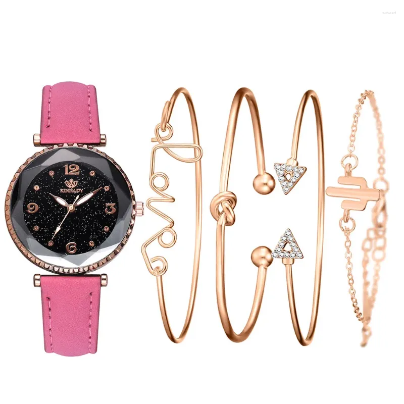 Orologi da polso femminile orologio da donna in pelle in pelle orologio da polso analogico set di braccialetti da polso analogico