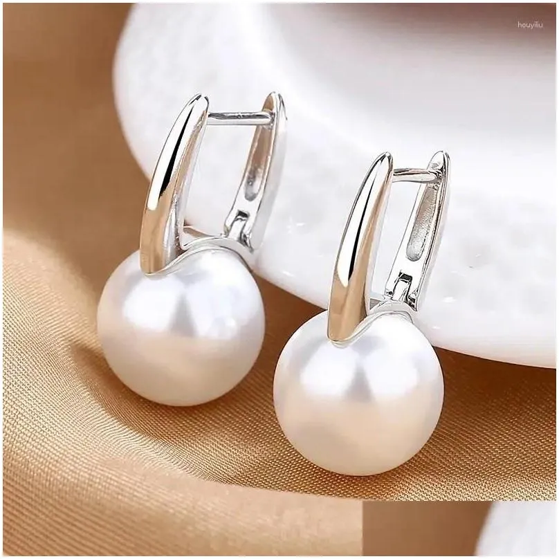 Boucles d'oreilles Stud Vintage Femme 925 Sterling Sier Round Pearl Small For Women Promise Love Wedding Jewelry Pendientes Bijoux Drop Deved Dhcuk