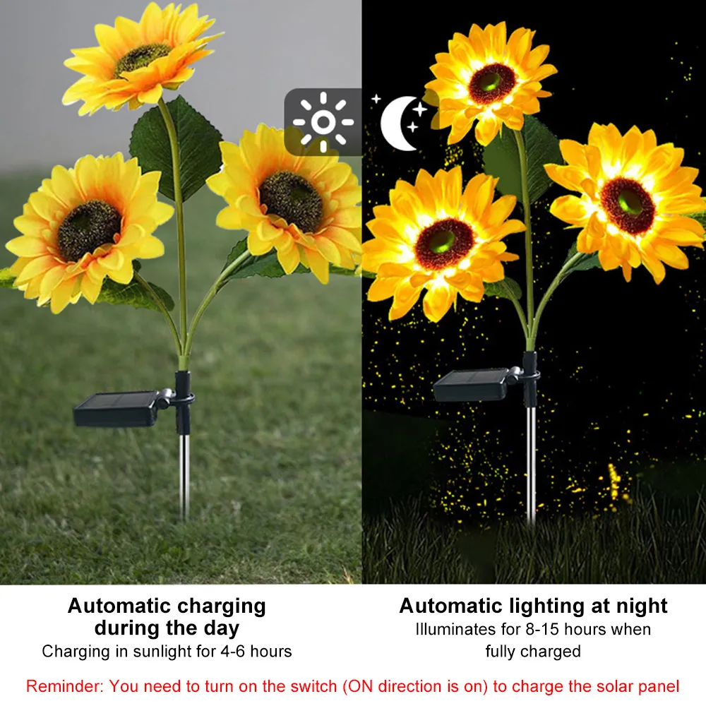 DHgate.com:Solar LED Sunflower Garden Light - 1/3 Head Outdoor ...