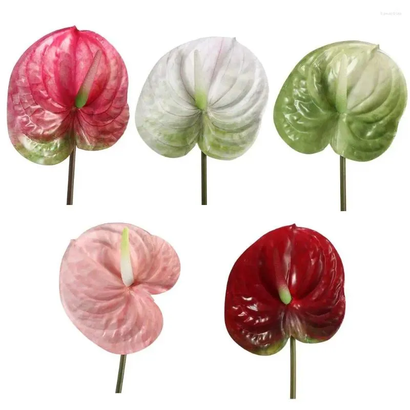 Dekorativa blommor bröllop dekoration party levererar falska växter faux bukett bord arrangemang anthurium heminredning konstgjord