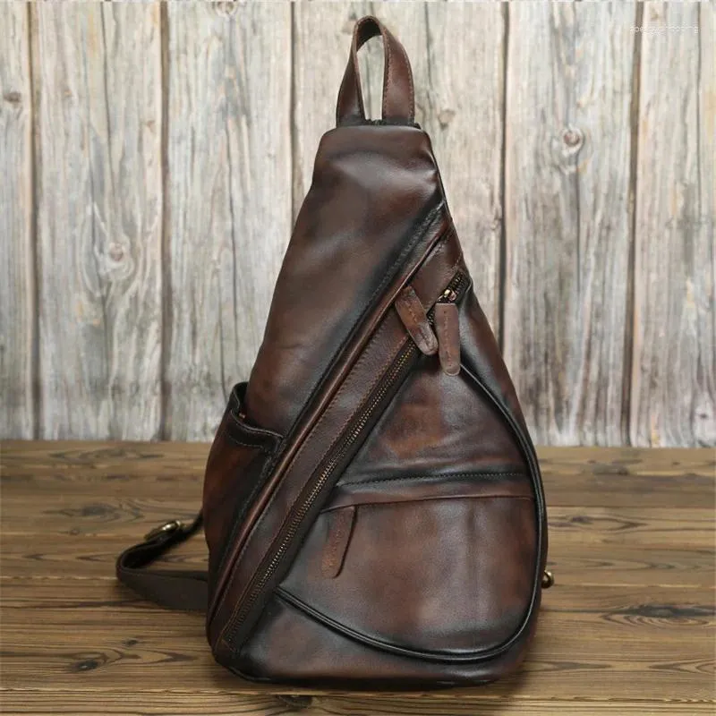 Backpack Sbirds Lastest Style Leather Chest Bag Vintage Single Shoulder Pack Real Cowhide Male Crossbody