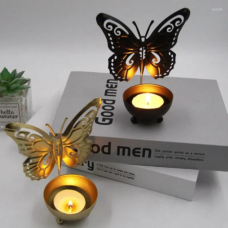 Titulares de vela Metal Butterfly de luxo para pequeno portador de barraca nórdica decoração de decoração de casa de estar decoração para desktop de sala de jantar