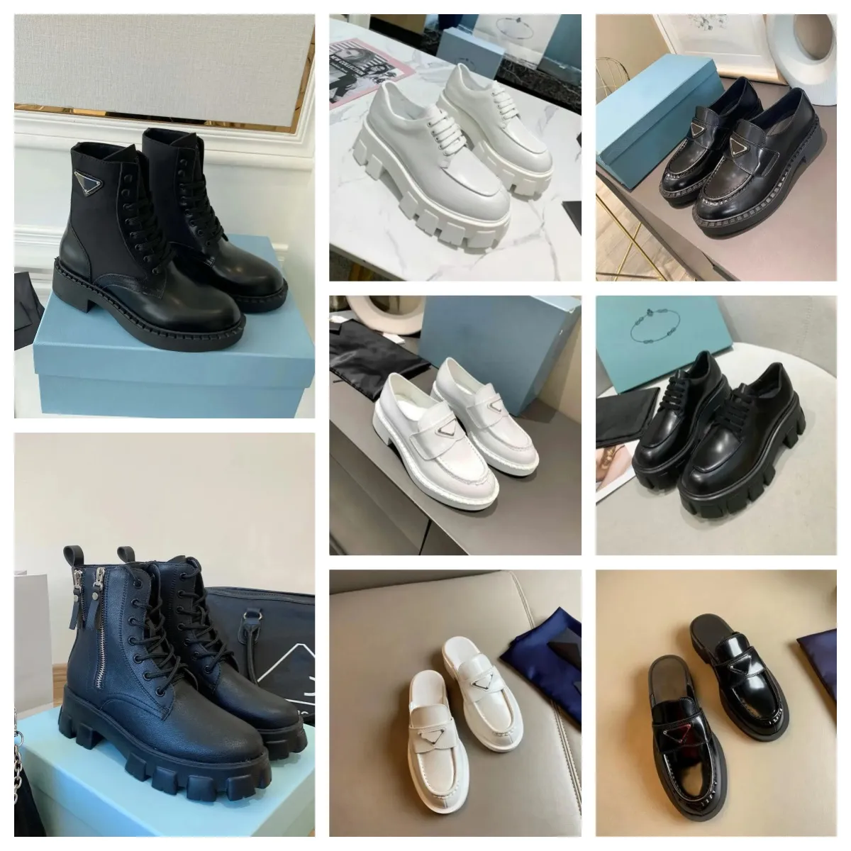 2024 Nouveau créateur en cuir poli martin bottes de moto Chelsea cheville plate-forme d'élasticité en cuir en cuir femme noire blanche bottes plates extérieures