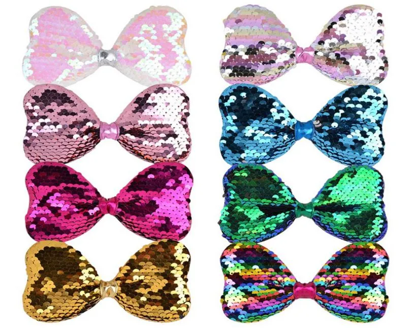 Sequins Hair Bows Heart Shaped Hair Clip For Baby Girls Shining Hairpins Boutique Handmade Headwear Hair Accessories A3023275393