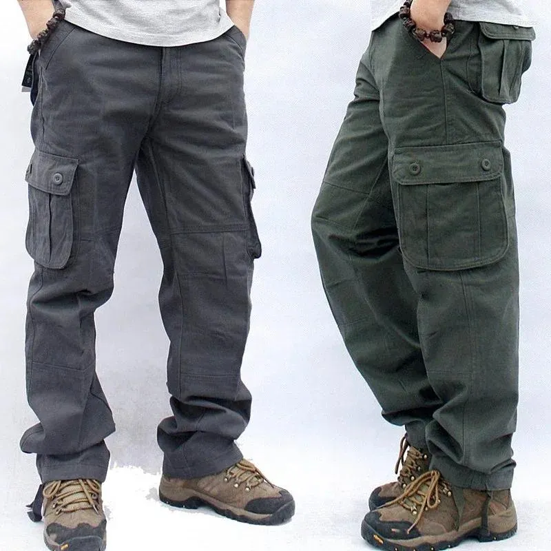 Pantalons pour hommes Cargo Hommes Travail Militaire Salopette Lâche Droite Pantalon Tactique Multi-Poche Baggy Casual Coton Armée Pantalons
