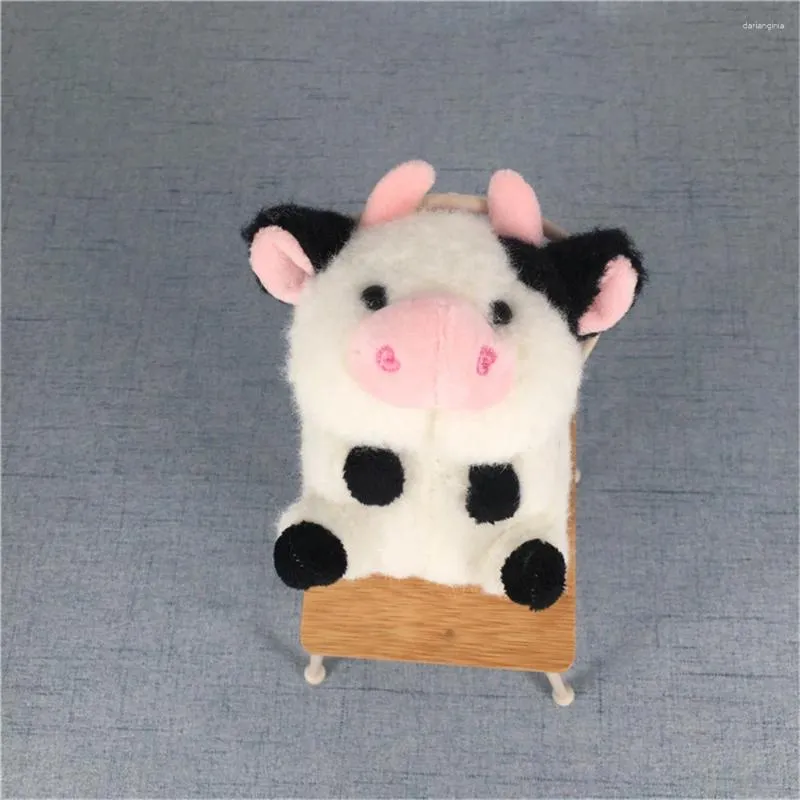 Porte-clés 9cm petit animal vache peluche porte-clés accessoire pendentif anneau