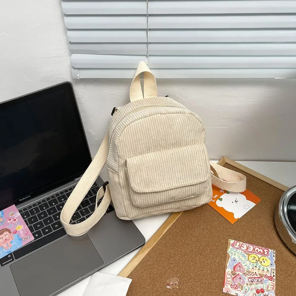 campus mini backpack - Performance Twill Closure Type Fashionable Solid Color Corduroy Laptop