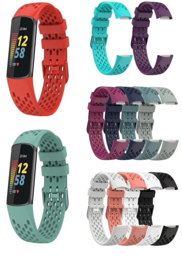 Bandas respiráveis ​​para Fitbit Charge 5 Smart Watch Bracelet Soft TPU Band Watch Strap for Fitbit Charge5 Small Large6500060