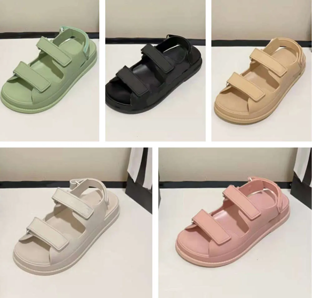 WHON BLATE WOMANS SANDALS Designer Couro Mula Slides Strap Flats Papai Sandals Hook and Loop Beach Sapatos importados